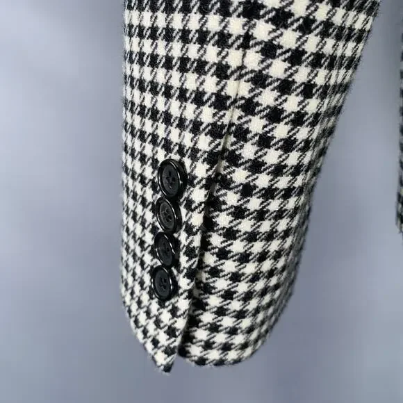 BLACK FLEECE Size 38 Black White Checkered Wool Notch Lapel Suit